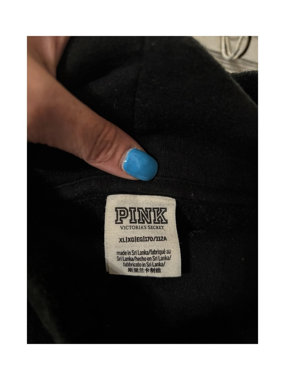 Gently Used- Victoria Secret Pink Black High Neck Sweatshirt- Women’s XL - Picture 2 of 4